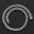 12mm silberne Cuban Link Kette mit Kristallen besetzt für Herren im Hip-Hop-Stil - 22 Zoll (55 cm) / Silber