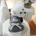 Dark grey waffle knit pet jumpsuit with YEAH embroidery and bow for dogs and cats - XS-Chest 30 Length 20 / Black And Gray Patchwork - YEAH Style