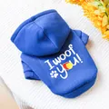 Felpa con cappuccio blu reale per animali con scritta 'I woof you' e cuoricini - XS / I Woof You / Blu zaffiro