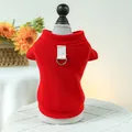 Red cotton pet sweatshirt with metal D-ring for leash attachment shown on a mannequin - L / Red