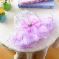 Detail of sequined purple dog dress with layered tulle skirt and rhinestone bow decoration - XS / Dreamy Fairy Wedding Dress - Purple