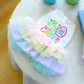 White cotton pet Easter dress with My 1st Easter embroidery and colorful mesh tutu - XS / White Easter Egg Embroidered Tulle Skirt