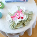 Sweet dog dress with cherry decor and ruffle details in sage green and white - XS / Cherry Cake Skirt