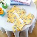 Dog bodysuit with cartoon construction truck patterns in bright yellow soft cotton - XS / Yellow Construction Print
