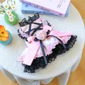 Elegante roze kanten huisdierjurk met roze strik voor kleine honden en katten. - Braam Zoet Tutu Rok / XS-Borst 30cm, Lengte 20cm (ca. 1-1,5kg)
