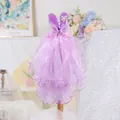 Lavender layered mesh dog wedding dress with sequin rabbit ears and heart gem detail - XS / Rabbit Ear Veil - Purple