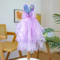 Detail of purple tulle pet dress with bunny ears, sequins and yellow sunflower ornament - Purple Sequin Rabbit Ears Style
