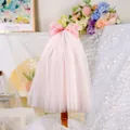 Light pink pet wedding veil with silk bow and pearls for small to medium dogs - Pink Heart & Pearl