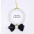 Détail du collier de perles pour animaux avec nœud camélia et longueur de 30 à 37cm - Style Perle Nœud Camélia-Noir
