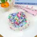 Floral pet collar with white lace trim and mesh detail for small dogs and cats - Monet Bonnet Hat