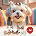 Set of 5 cute checkered and polka dot pet hair bows for small dogs and cats - Plaid Bow Hair Clip
