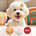 2pcs cute cat paw pet hair clips in white and brown plush for dogs and cats - 2 Plush Cat Paw Hair Clips