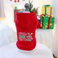 Close-up of red Christmas pet hoodie with Official Cookie Tester print and holiday decor - XS / Christmas Cookie Red