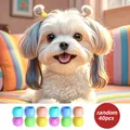 Set of 40 colorful macaron bead hair clips for dogs and cats for pet hair styling - Colorful Bean Shape