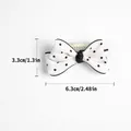 Barrette nœud papillon blanc à pois pour petits chiens avec détails de dimensions - Bb Double Couche À Pois - Fond Beige / Taille unique