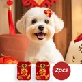 2pcs red velvet pet hair clips with gold embroidery for Lunar New Year festival - 2pcs Lucky Red Envelope Hair Clip