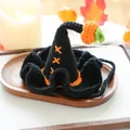 Chapeau d'Halloween au crochet pour animaux avec citrouille sur plateau en bois - Chapeau de Magicien Halloween (Style Citrouille Noir)