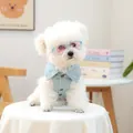 Chaleco vaquero azul claro y gafas de sol rosas para perros pequeños y gatos mascotas - Estilo Cuadrado Redondeado Azul