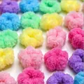 Handmade colorful plush flower clips for dogs and cats in pink, yellow, and blue - Plush Elastic Hair Ties