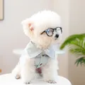 Mode-set voor huisdieren met lichtblauw denim vest en zwarte bril voor honden - Zwart Afgeronde Vierkante Stijl