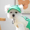 Green frog-style pet baseball cap and matching vest harness for small dogs - S / Cartoon Little Frog Style