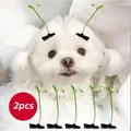 Set of 2 cute green sprout hair clips for dogs and cats pets hair accessories - Grass Hair Clip