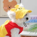 Pet baseball cap with yellow bear ears and matching red yellow vest for dogs - S / Cartoon Red Yellow Bear Style