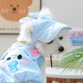 Light blue pet baseball cap and shirt set with cute elephant embroidery for dogs - M / Cartoon Little Blue Elephant Style