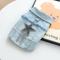 Chaleco vaquero azul para perros pequeños con estrellas de pedrería y detalles de flecos - XS / Azul Claro Estrella Borla