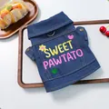 Pet Denim Weste mit Sweet Pawtato Stickerei und D-Ring für kleine Hunde und Katzen - XS / Dunkelblau Stil