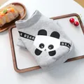 Detail of grey pet sweatshirt featuring a 3D panda embroidery and BEAR branded tape ribbon - XS / Grey (Panda)