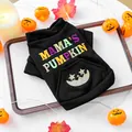 Sweat à capuche noir pour animaux avec broderie citrouille de maman pour Halloween - XS (Poitrine 30cm Longueur 20cm) / Sweat à capuche noir (Mama's Pumpkin)