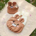 Huisdierenset met cartoon beer vest en zonnehoed inclusief 3D-oren en metalen D-ring - Bruine Beer Set