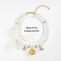 Collana di perle per animali con fiocco giallo e ciondoli a stella, lunga 30-37 cm - Stile Perla Campanella Fiore Giallo