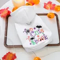 White Halloween pet hoodie with Too Cute To Spook embroidery and D-ring attachment - Too Cute (White)