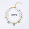 Collana di perle per piccoli cani con ciondoli in smalto blu e chiusura dorata - Stile Perla Luna Stella Farfalla Fiore Blu