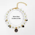 Collier en perles pour chiens et chats avec breloques noires, longueur 28-35cm - Style Perle Lune Étoile Nœud Couronne Noire