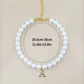 Collier de perles ajustable pour chat et petit chien avec pendentif lettre A dorée polie - Style Perle Lettre A