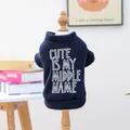 Donkerblauwe wafelgebreide huisdiertrui met 'CUTE IS MY MIDDLE NAME' borduursel voor honden - XS / Donkerblauw