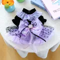 Halloween huisdierjurk met paarse gaaslagen en grote strik voor honden en katten - S / Magische Elf Tutu Jurk