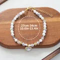 Collier chic en cristal pour animaux avec perles blanches et pendentif coeur, 27-34cm long - Style Perle Noble Cœur Diamant