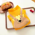 Cute yellow dog hoodie with 3D cartoon bear embroidery in cozy fleece material - XS / Ginger Yellow (Lion)