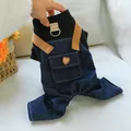 Détail de la salopette pour animaux avec bouton en cœur et anneau D sur pull en maille - Salopette Punk Noire