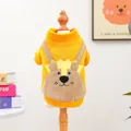 Gelber Haustier-Hoodie mit Cartoon-Löwen-Stickerei für kleine Hunde und Katzen im Winter - Niedlicher Cartoon-hoodie – Löwe