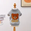 Grauer Haustier-Sweatshirt mit niedlichem Bären-Aufnäher und GRR-Text - Kapuzenpullover Mit Großem Kopf – Grizzlybär