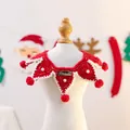 Christmas knitted pet collar with red pompoms and white pearls for small dogs and cats - Christmas Gold Label Yarn Collar 7-Point Red
