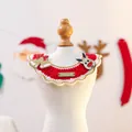 Handmade crochet Christmas pet bandana with reindeer charm and gold bells for dogs and cats - Christmas Gold Label Yarn Collar Bell Reindeer