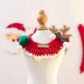 Handmade knitted Christmas pet collar with festive red and green yarn and metal tag - Christmas Gold Label Yarn Collar Red Scarf Hat