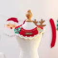 Knitted Christmas pet collar in red and white with a gold bell and Xmas tree charm - Christmas Gold Label Yarn Collar Tree Bell