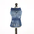 Vintage Denim Haustierweste für kleine Hunde mit Metall-D-Ring und verwaschenem Blue-Denim-Stil - XS / Cooles Denim Blau